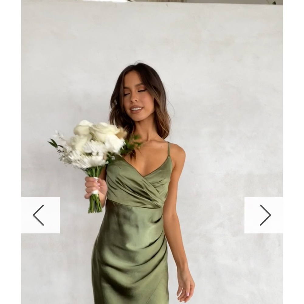 Chic Olive Satin Wedding Dress